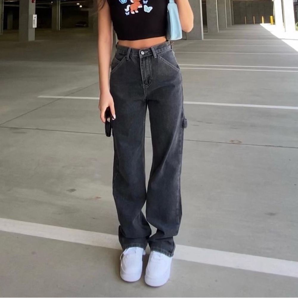 Black straight jeans